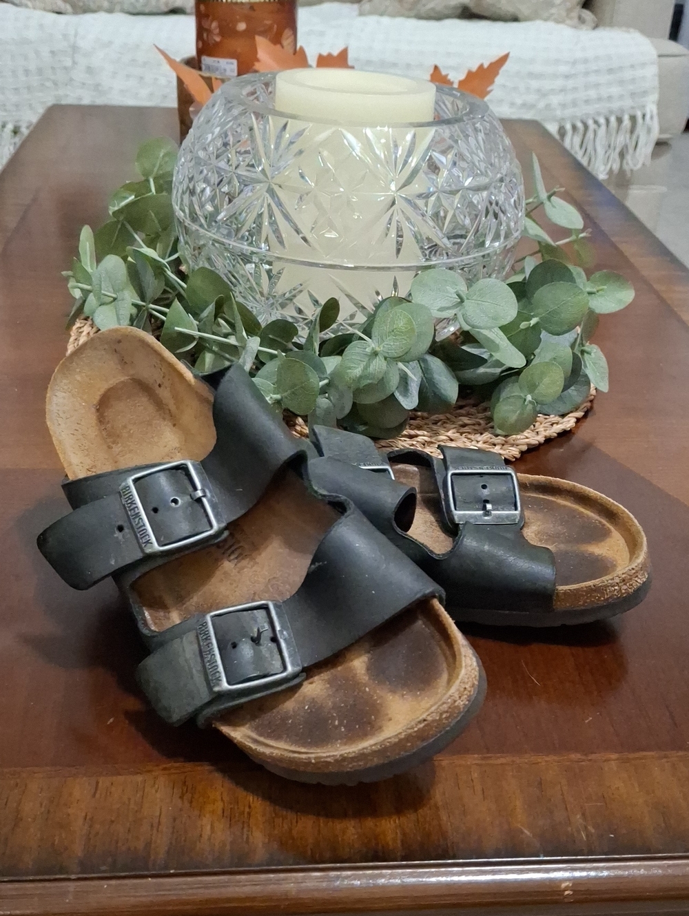 Birkenstock Arizona Black Double-Buckle Slide Sandals Size 39/8